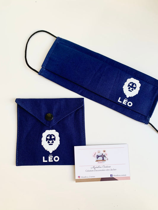 Masque + pochette en tissu association Léo